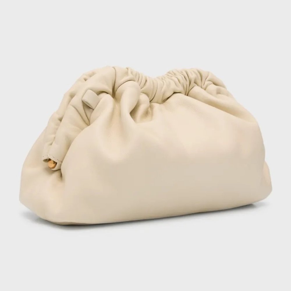 Mini Lambskin Cloud Clutch Bag in Pearl